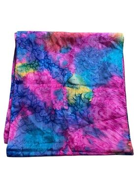 Vintage Tie-Dye Festival Boho Silk Rectangle Scarf Head Wrap